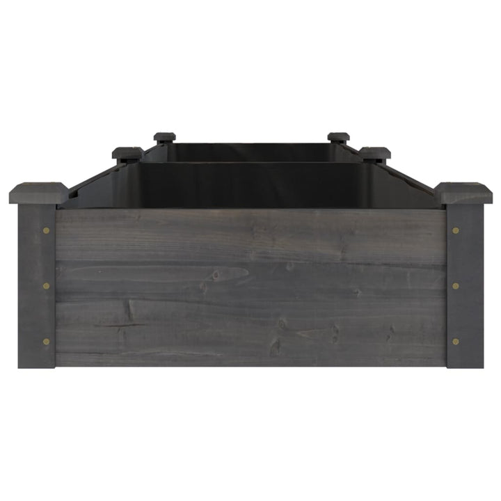 plantekasse med foring 240x60x25 cm massivt fyrretræ grå