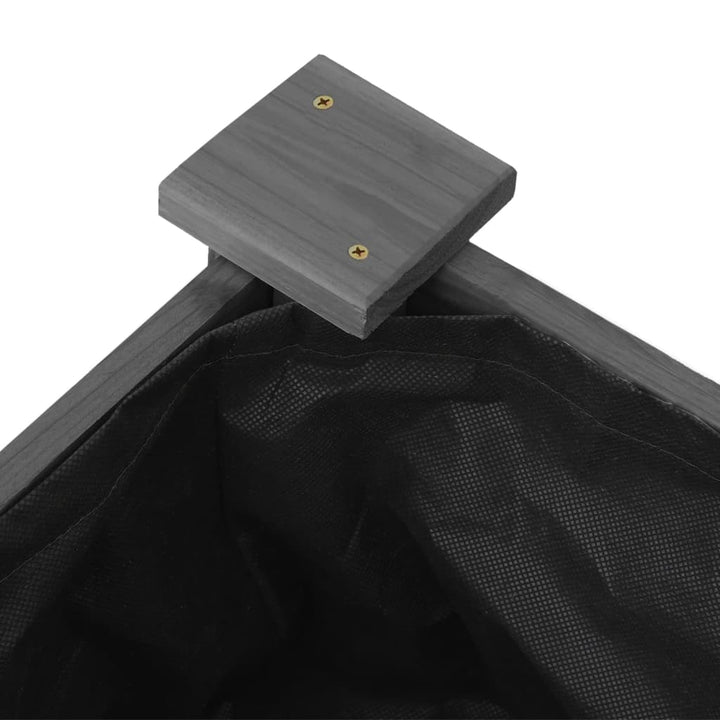 plantekasse med foring 240x60x25 cm massivt fyrretræ grå