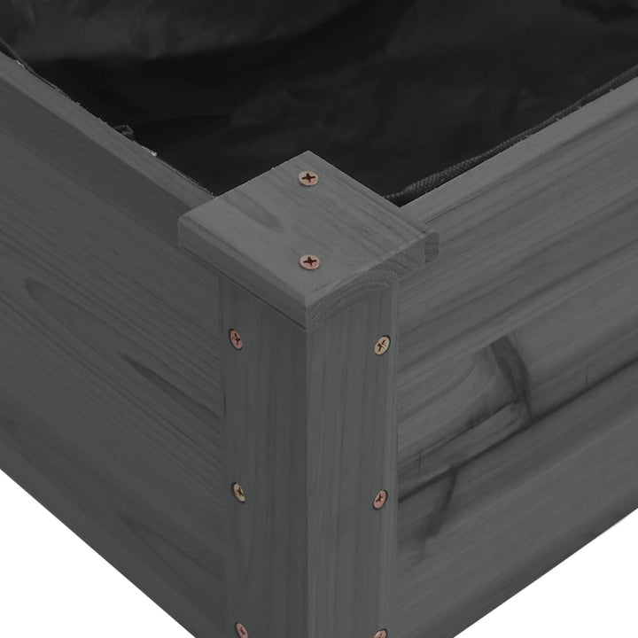 plantekasse med foring 240x60x25 cm massivt fyrretræ grå