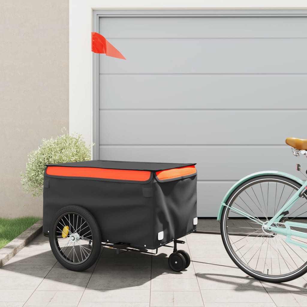 cykelanhænger 45 kg jern sort og orange