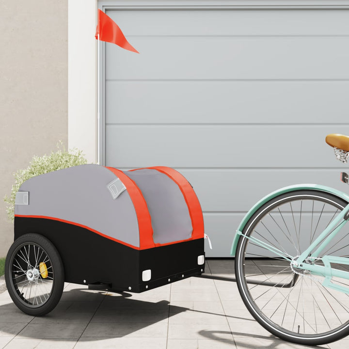 cykelanhænger 45 kg jern sort og orange