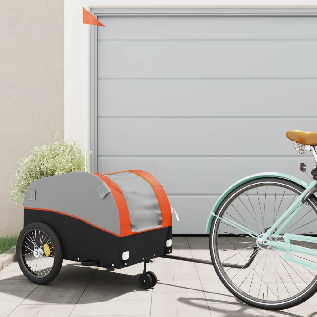 cykelanhænger 45 kg jern sort og orange