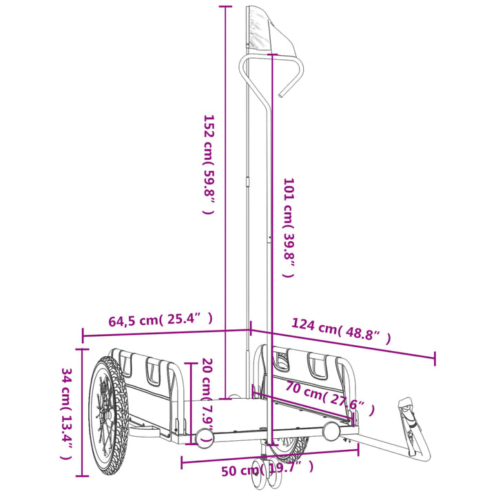cykeltrailer oxfordstof og jern orange