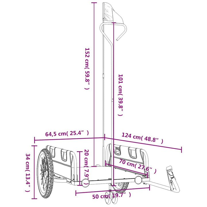 cykeltrailer oxfordstof og jern blå