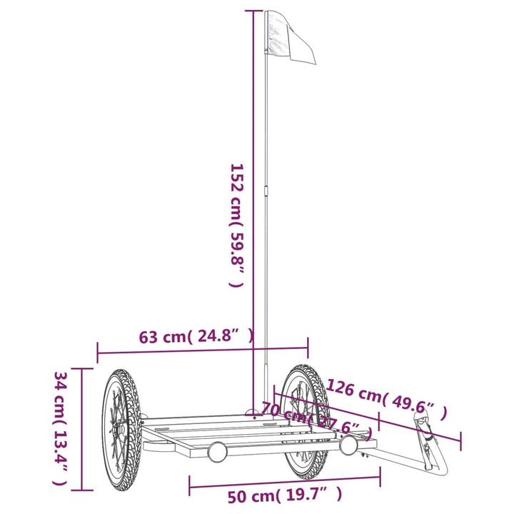 cykelanhænger 126x63x34 cm jern sort