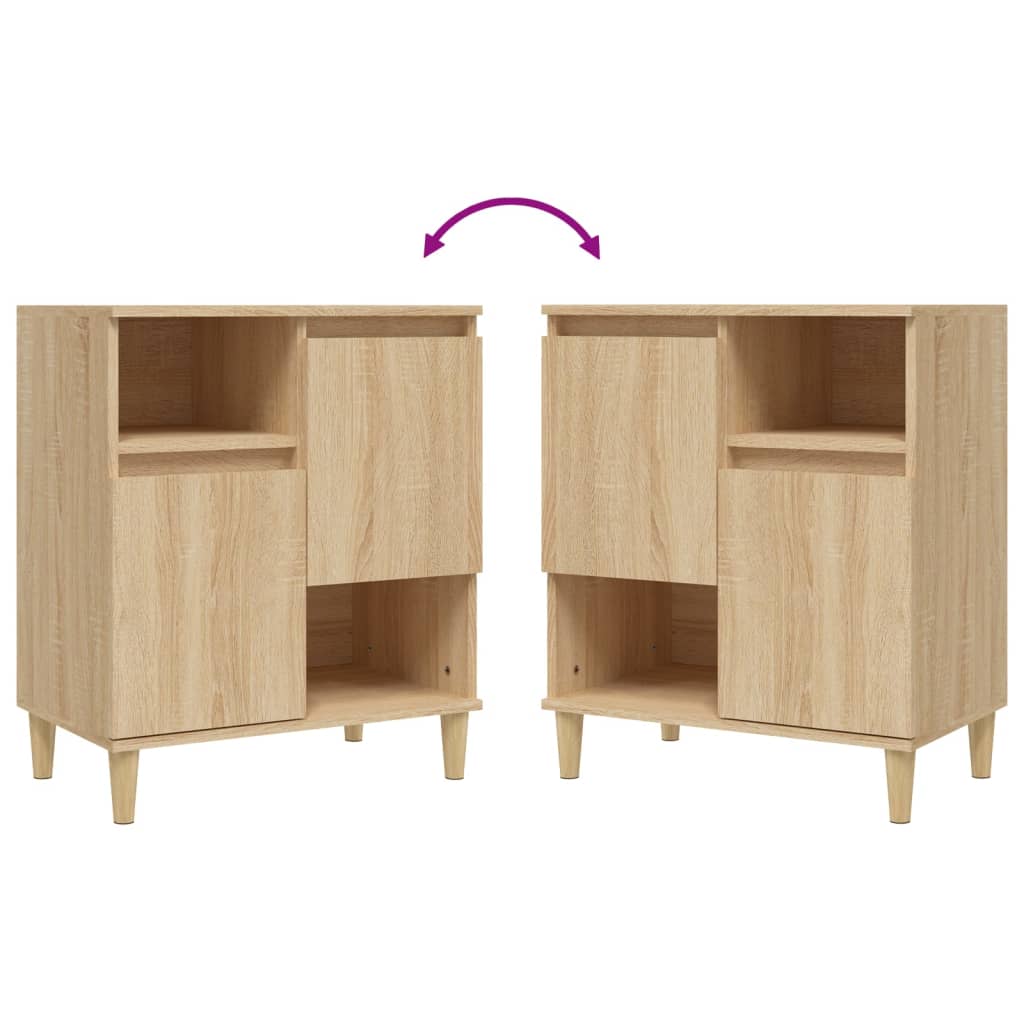 skænke 2 stk. 60x35x70 cm konstrueret træ sonoma-eg