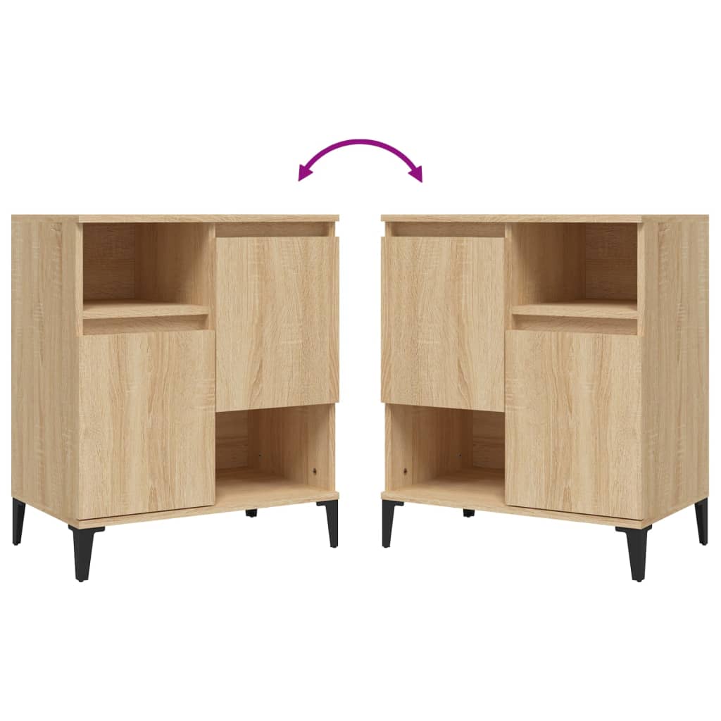 skænke 2 stk. 60x35x70 cm konstrueret træ sonoma-eg