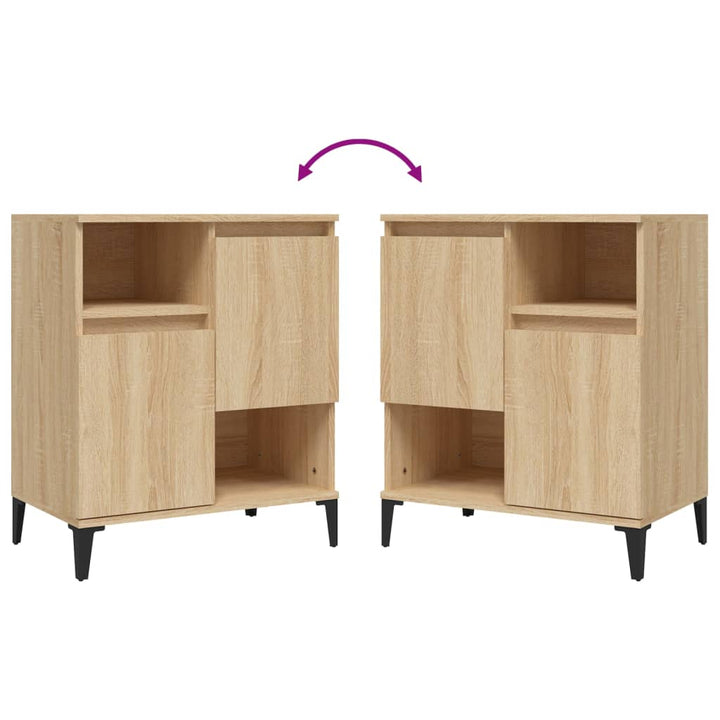 skænke 2 stk. 60x35x70 cm konstrueret træ sonoma-eg