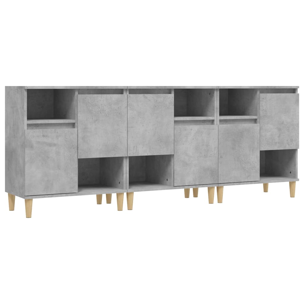 skænke 3 stk. 60x35x70 cm konstrueret træ betongrå