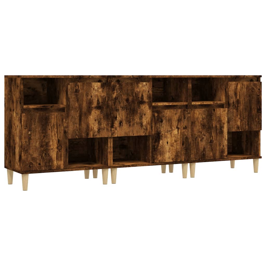 skænke 3 stk. 60x35x70 cm konstrueret træ røget egetræsfarve