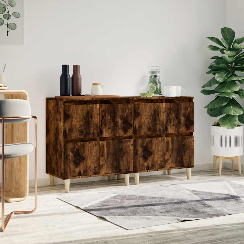 skænke 2 stk. 60x35x70 cm konstrueret træ røget egetræsfarve