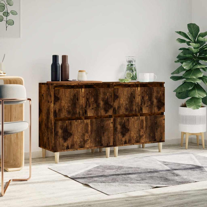 skænke 2 stk. 60x35x70 cm konstrueret træ røget egetræsfarve