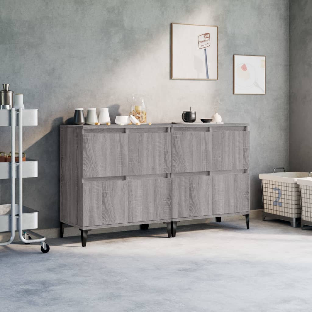 skænke 2 stk. 60x35x70 cm konstrueret træ grå sonoma-eg