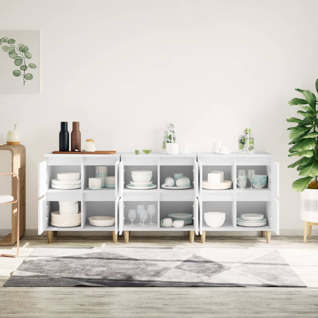 skænke 3 stk. 60x35x70 cm konstrueret træ hvid