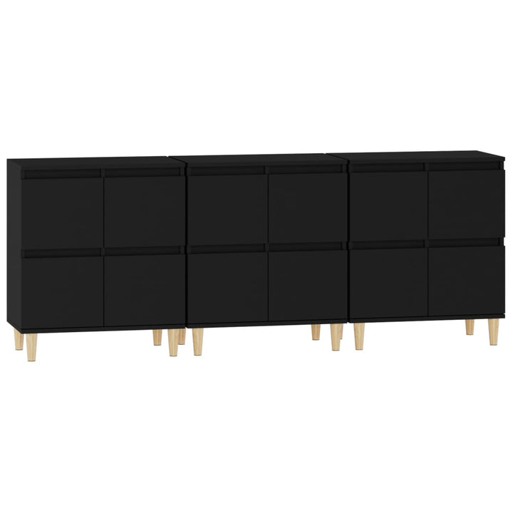 skænke 3 stk. 60x35x70 cm konstrueret træ sort