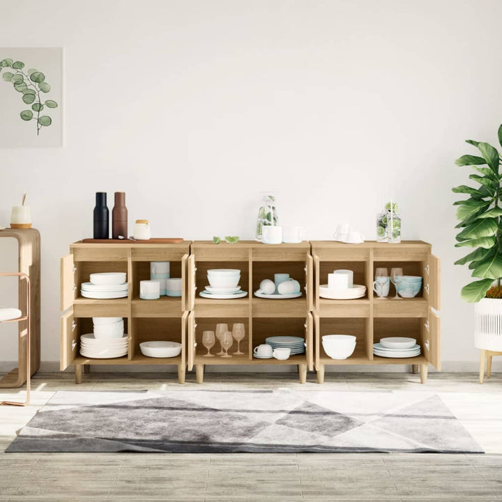 skænke 3 stk. 60x35x70 cm konstrueret træ sonoma-eg