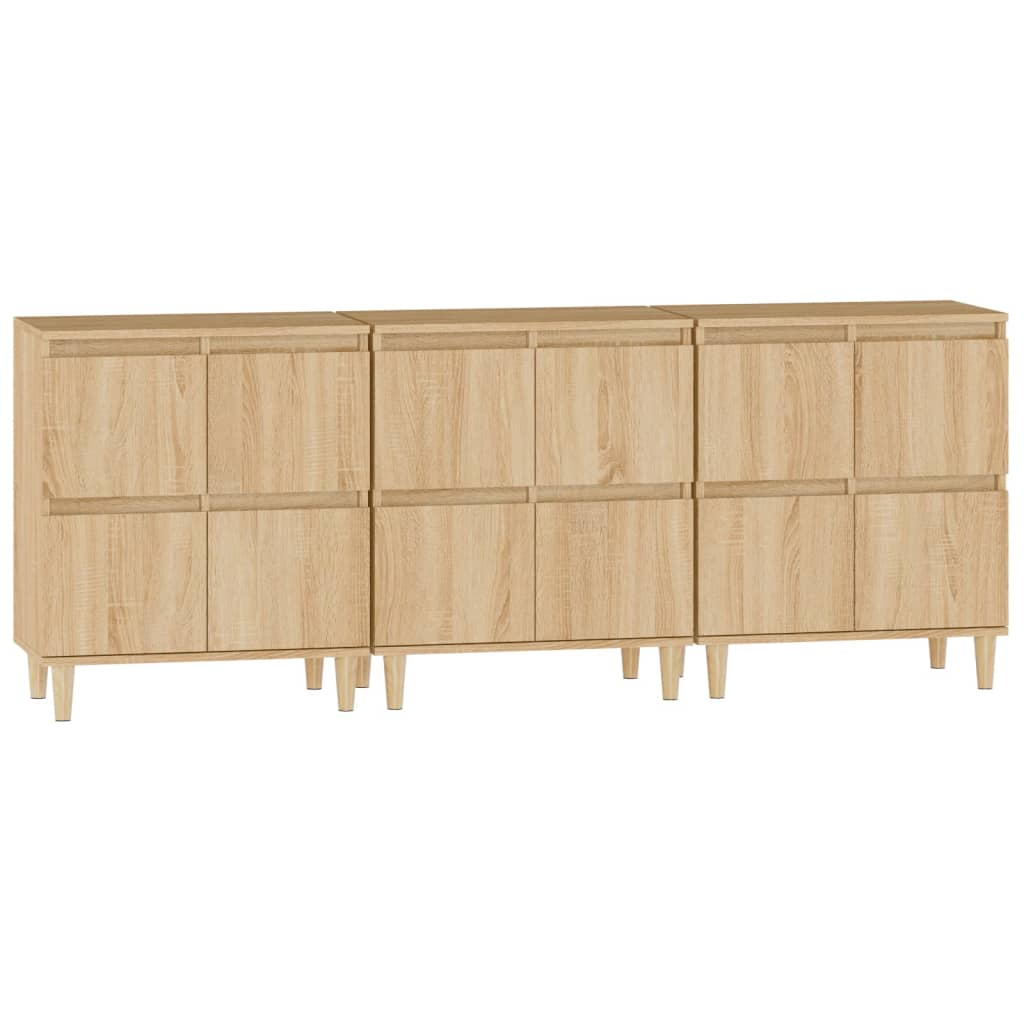 skænke 3 stk. 60x35x70 cm konstrueret træ sonoma-eg