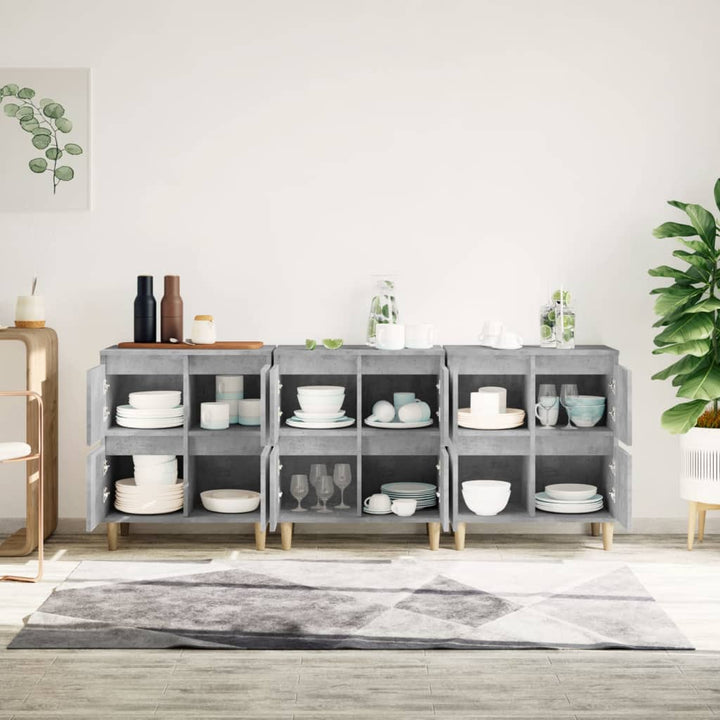 skænke 3 stk. 60x35x70 cm konstrueret træ betongrå