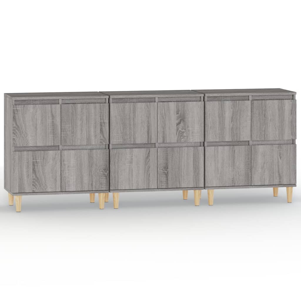 skænke 3 stk. 60x35x70 cm konstrueret træ grå sonoma-eg