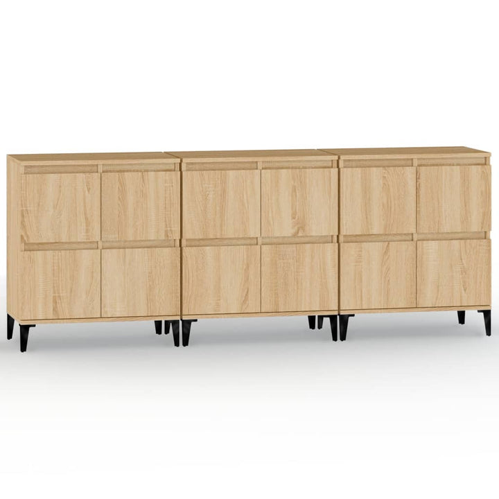 skænke 3 stk. 60x35x70 cm konstrueret træ sonoma-eg
