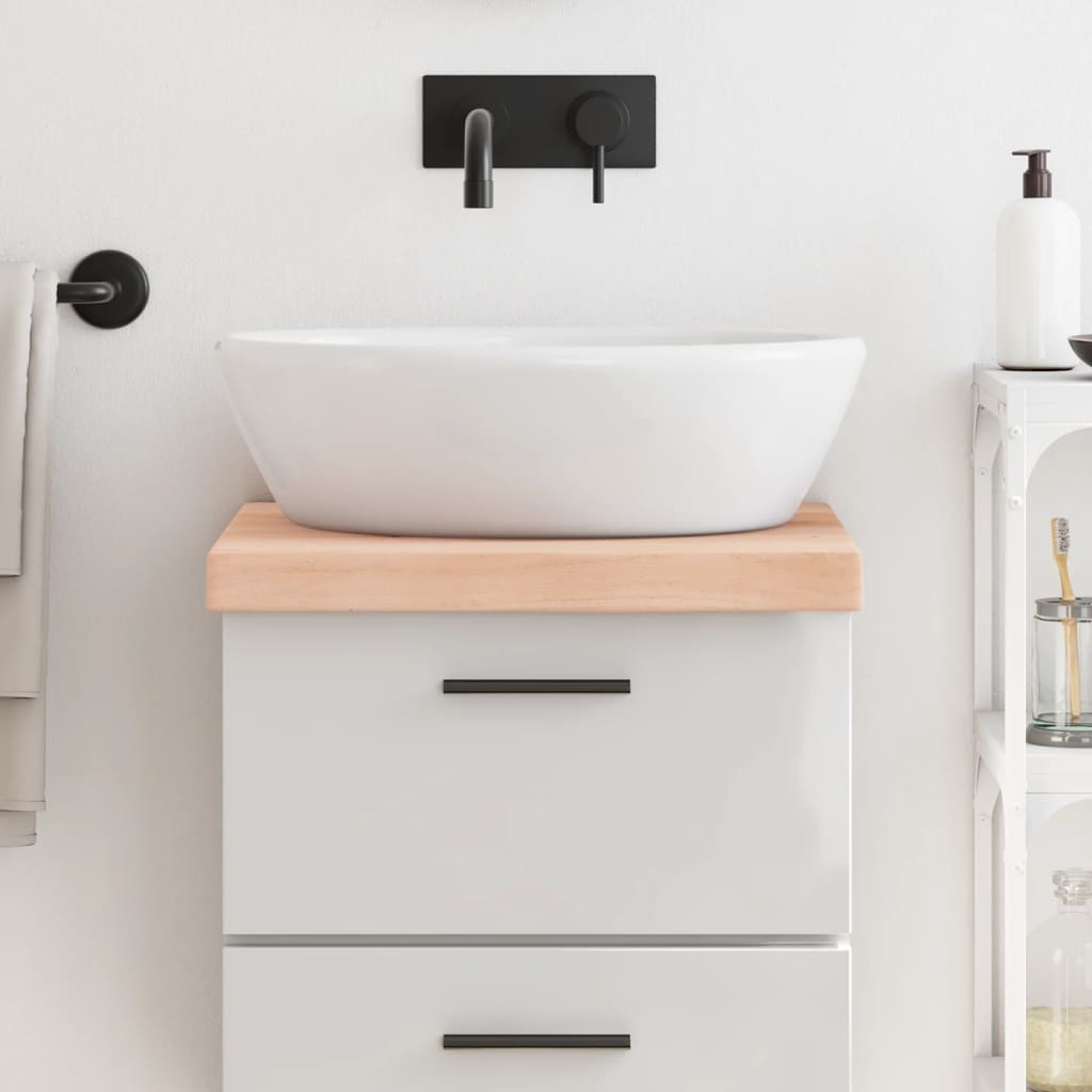 bordplade til badeværelse 40x60x(2-6) cm massivt træ ubehandlet