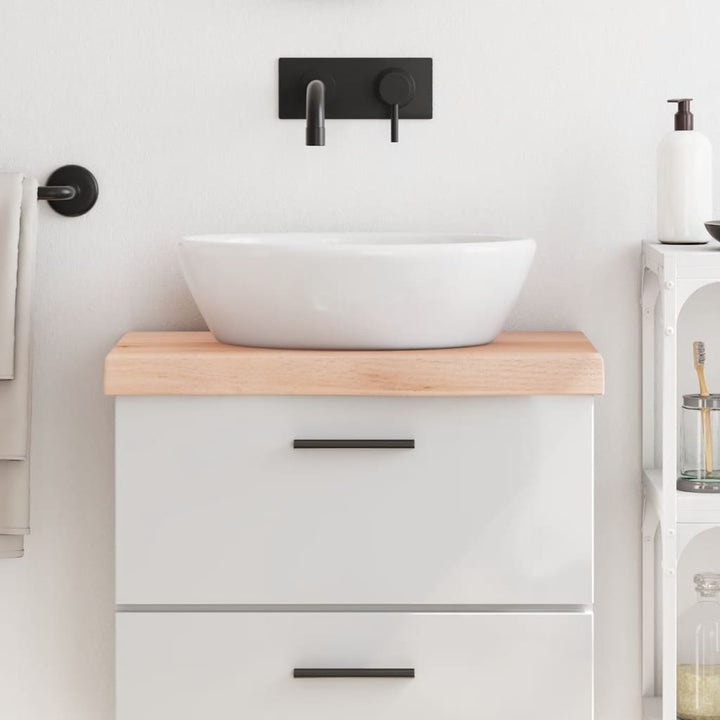 bordplade til badeværelse 60x30x(2-6) cm massivt træ ubehandlet