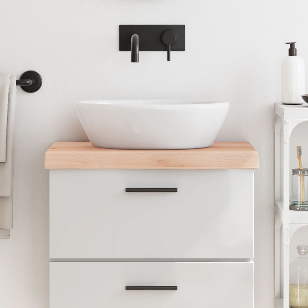 bordplade til badeværelse 60x40x(2-6) cm massivt træ ubehandlet