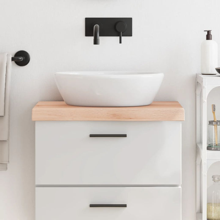 bordplade til badeværelse 60x40x(2-6) cm massivt træ ubehandlet