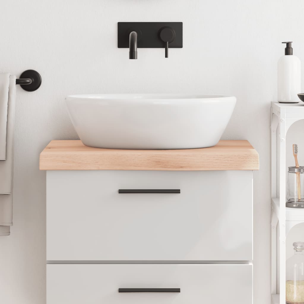 bordplade til badeværelse 60x50x(2-6) cm massivt træ ubehandlet