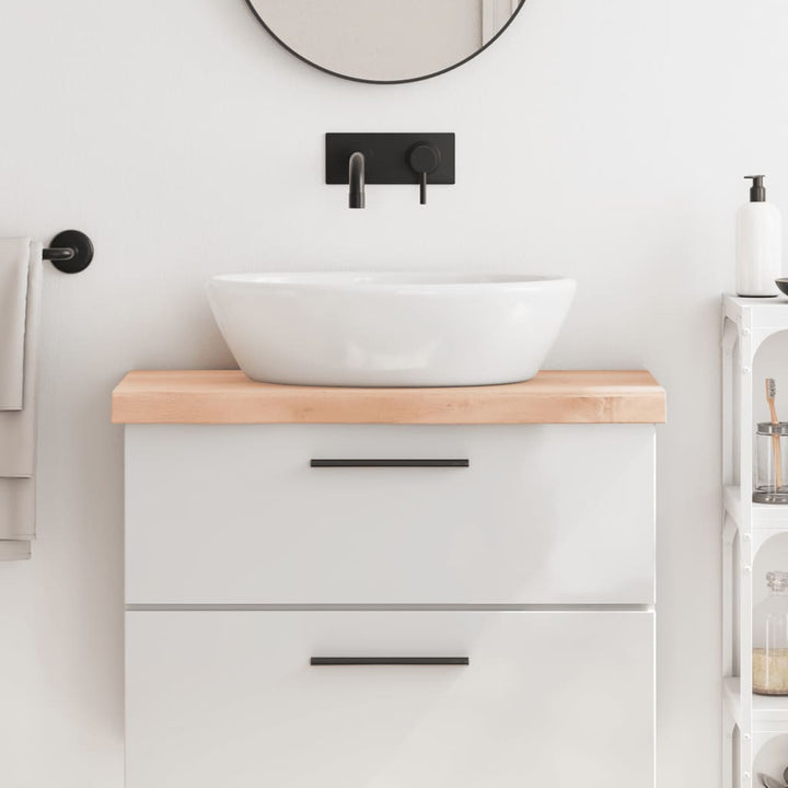 bordplade til badeværelse 80x30x(2-6) cm massivt træ ubehandlet