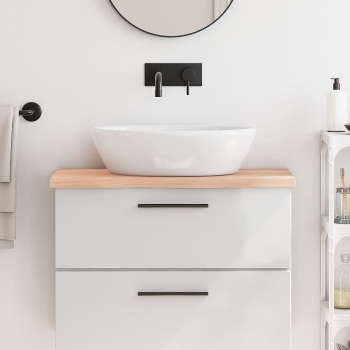bordplade til badeværelse 80x40x(2-4) cm massivt træ ubehandlet