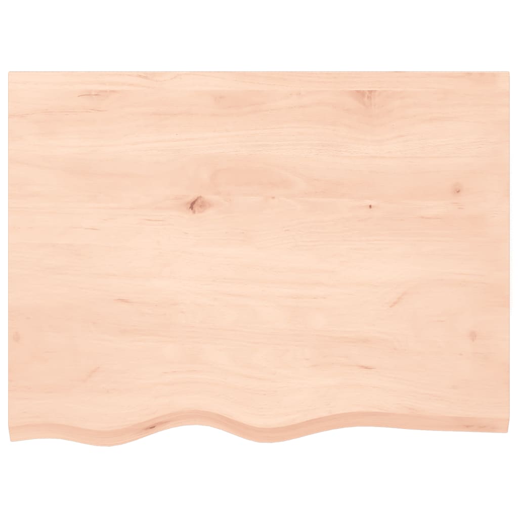 bordplade til badeværelse 80x60x(2-4) cm massivt træ ubehandlet