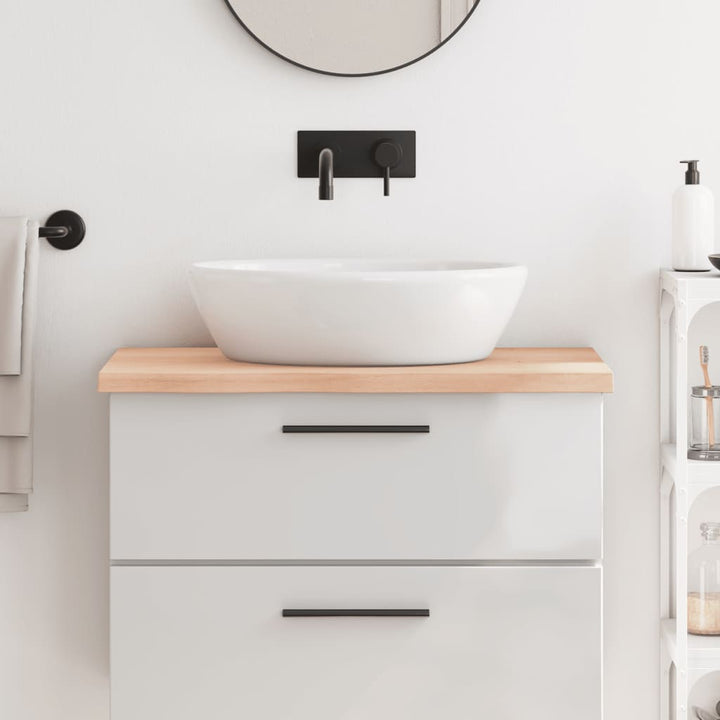 bordplade til badeværelse 80x60x(2-4) cm massivt træ ubehandlet