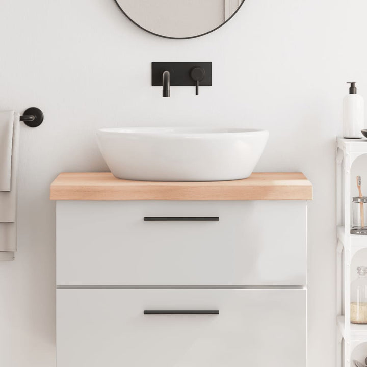bordplade til badeværelse 80x60x(2-6) cm massivt træ ubehandlet