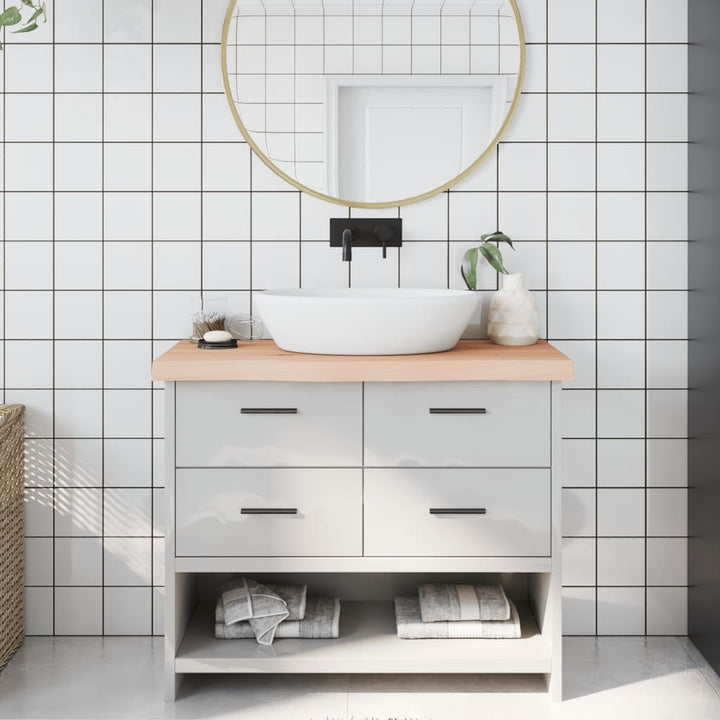 bordplade til badeværelse 100x30x(2-6)cm massivt træ ubehandlet