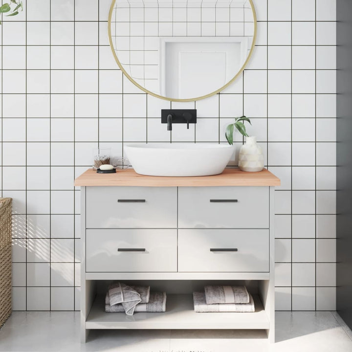 bordplade til badeværelse 100x40x(2-4)cm massivt træ ubehandlet