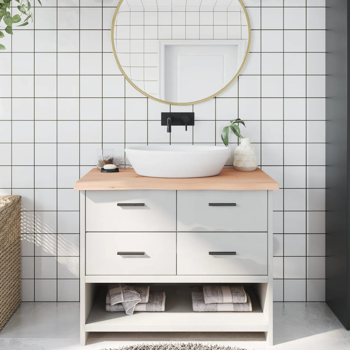 bordplade til badeværelse 100x50x(2-4)cm massivt træ ubehandlet