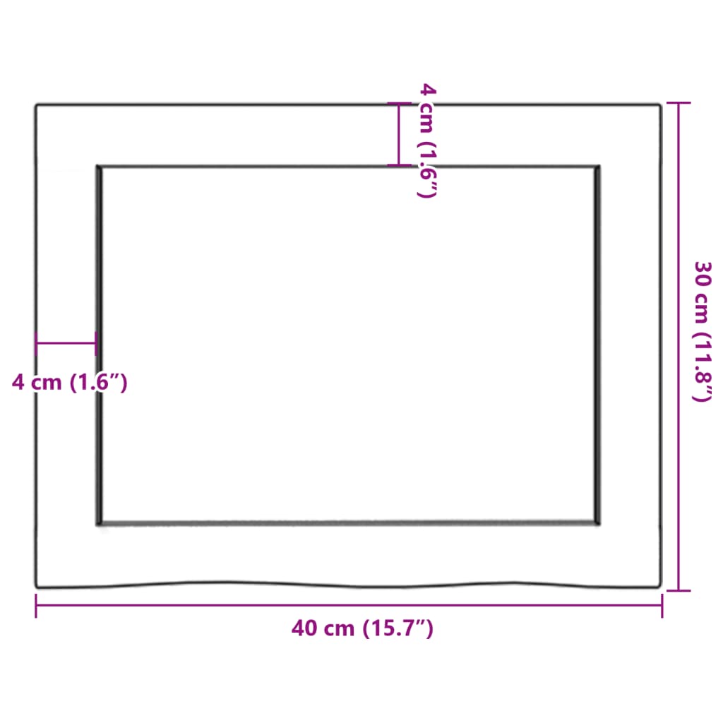bordplade til badeværelse 40x30x(2-4) cm massivt træ lysebrun