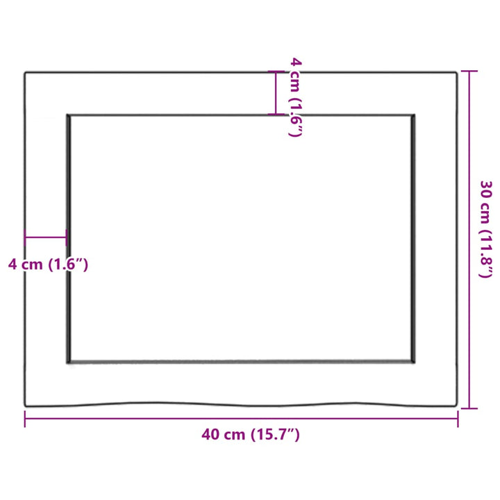 bordplade til badeværelse 40x30x(2-4) cm massivt træ lysebrun