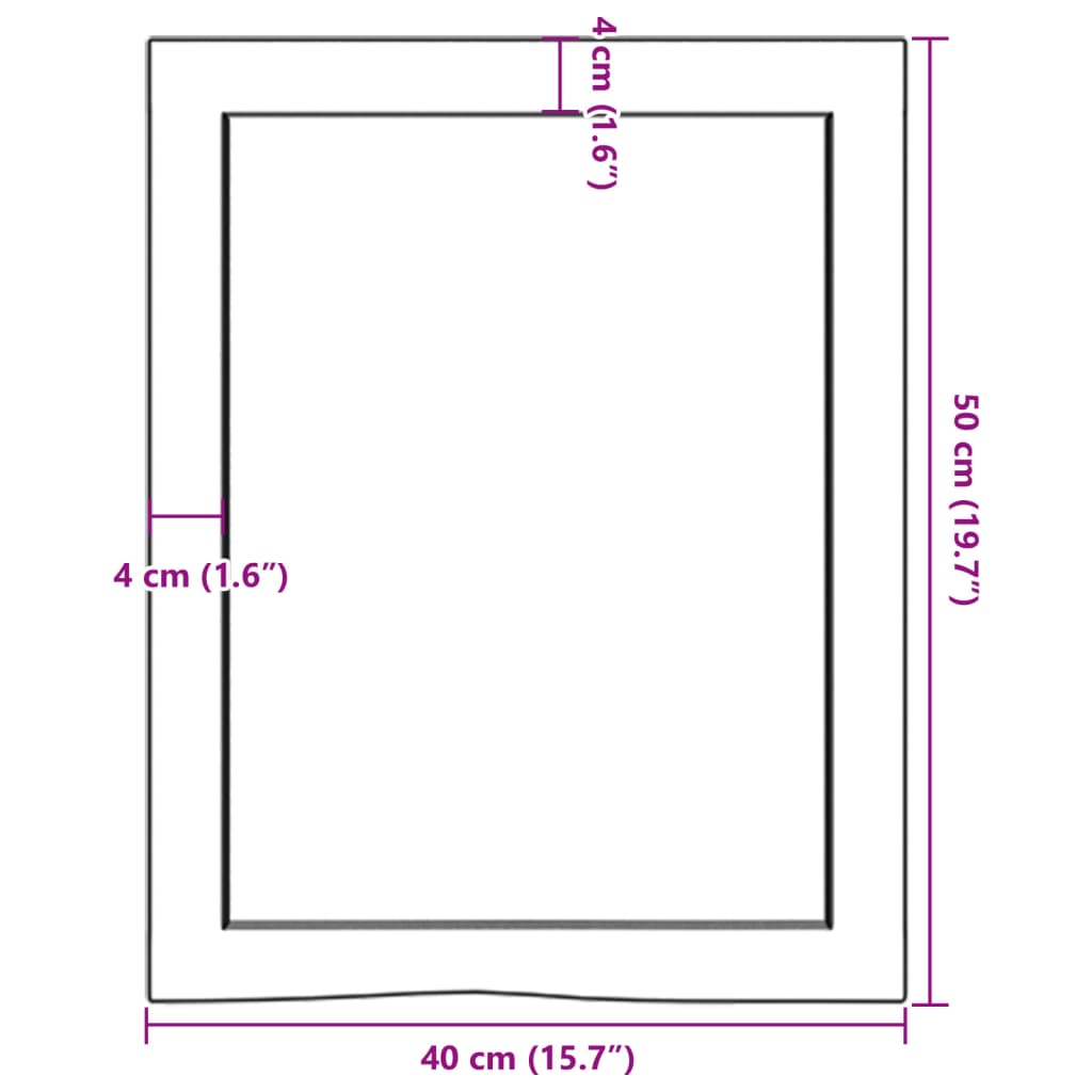 bordplade til badeværelse 40x50x(2-4) cm massivt træ lysebrun