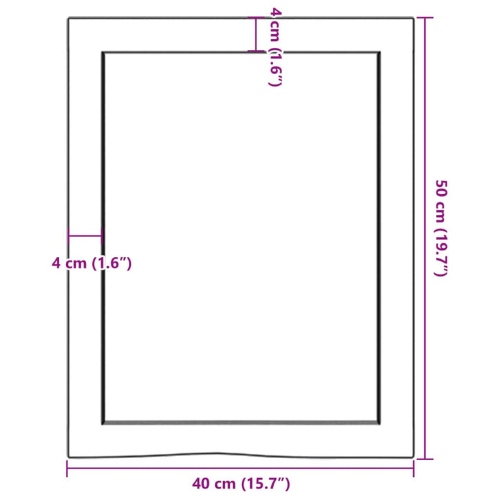 bordplade til badeværelse 40x50x(2-4) cm massivt træ lysebrun