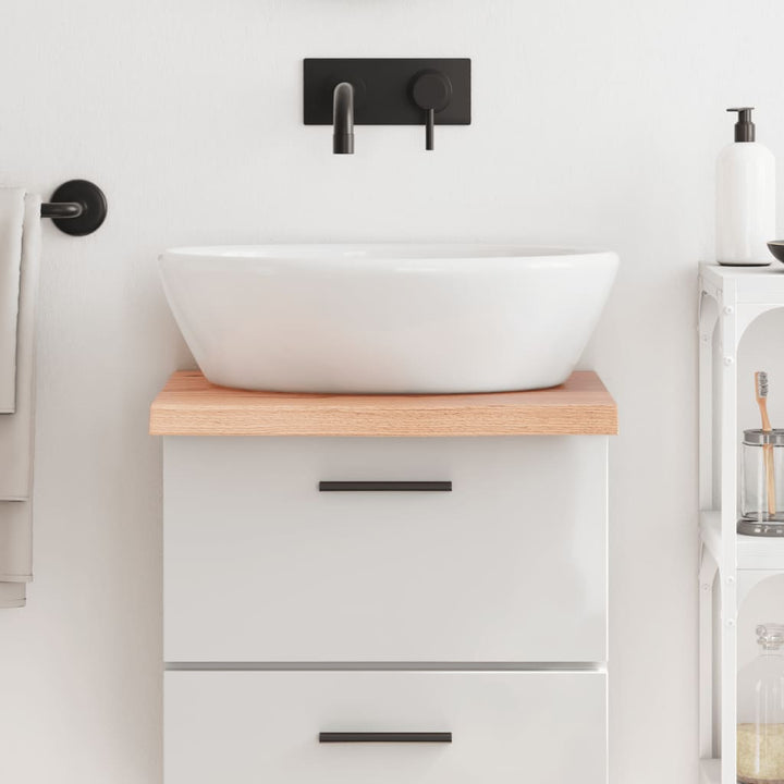 bordplade til badeværelse 40x50x(2-4) cm massivt træ lysebrun
