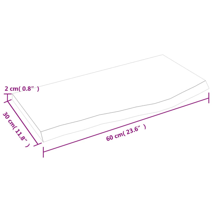 bordplade til badeværelse 60x30x2 cm massivt træ lysebrun