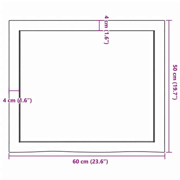 bordplade til badeværelse 60x50x(2-6) cm massivt træ lysebrun