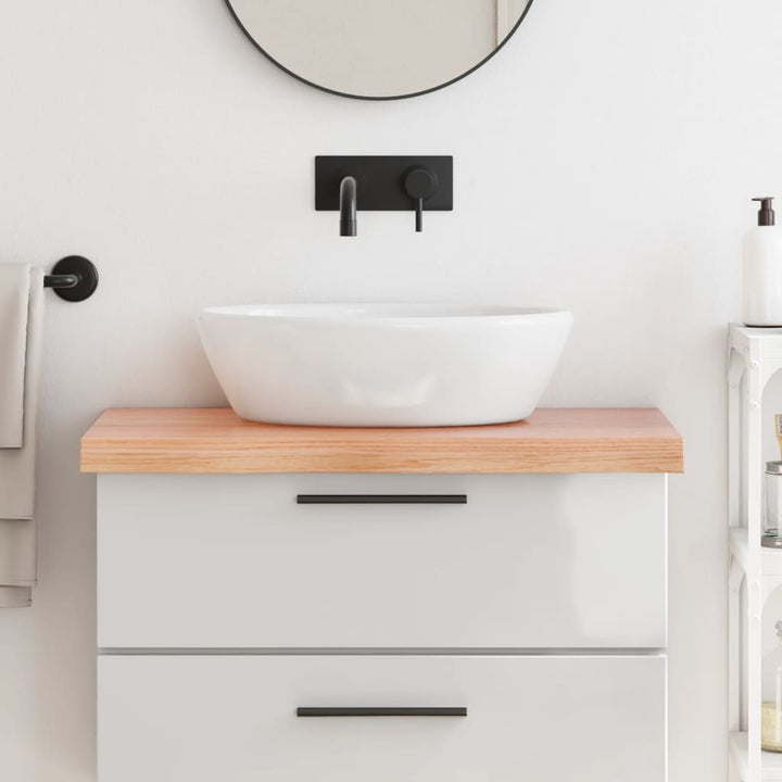 bordplade til badeværelse 80x50x(2-6) cm massivt træ lysebrun