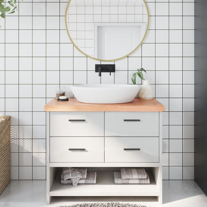 bordplade til badeværelse 100x60x(2-6) cm massivt træ lysebrun