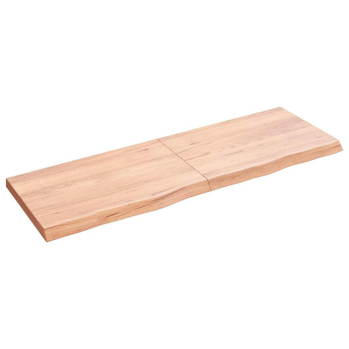 bordplade til badeværelse 120x40x(2-4) cm massivt træ lysebrun