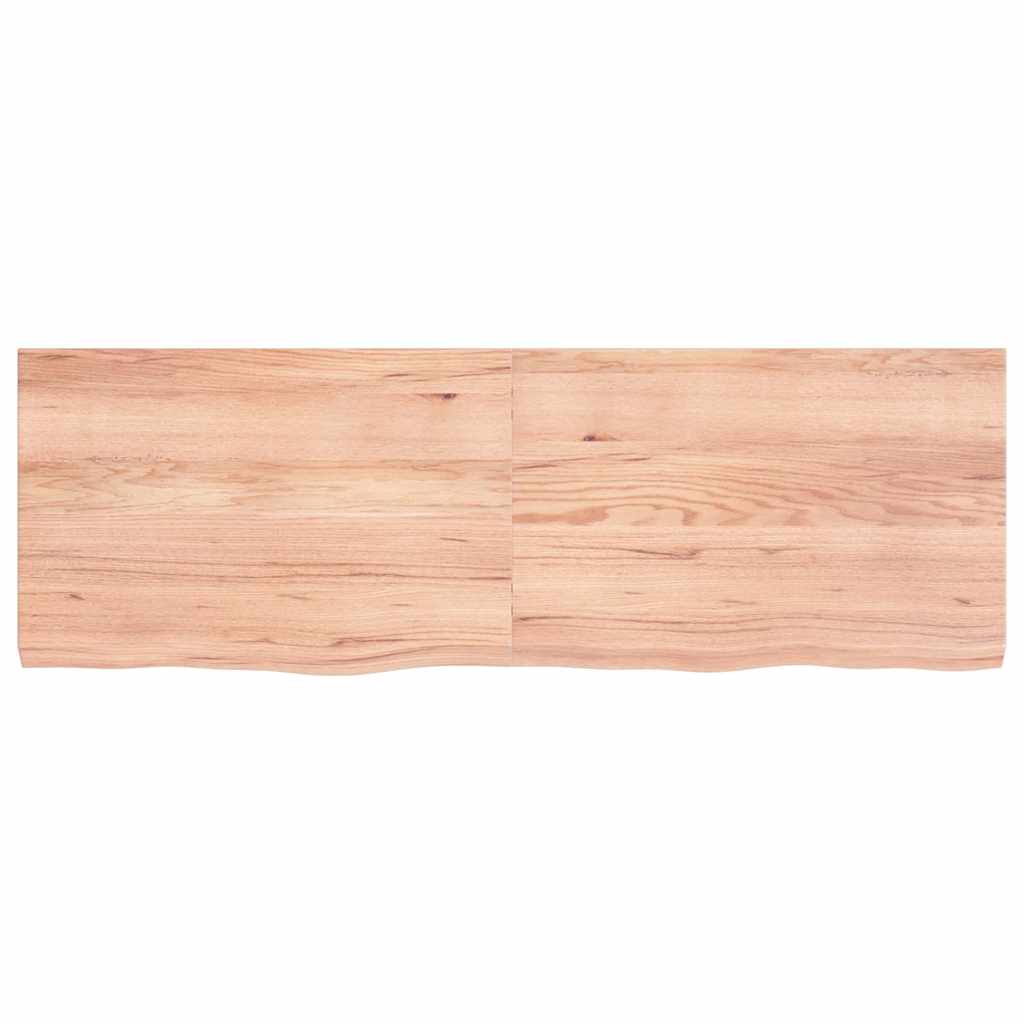 bordplade til badeværelse 120x40x(2-4) cm massivt træ lysebrun