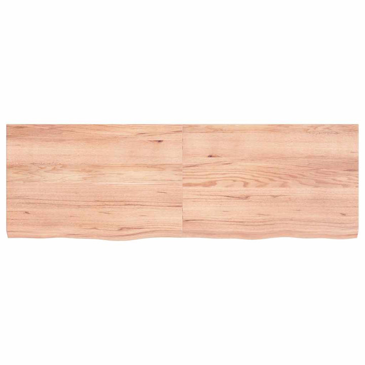 bordplade til badeværelse 120x40x(2-4) cm massivt træ lysebrun
