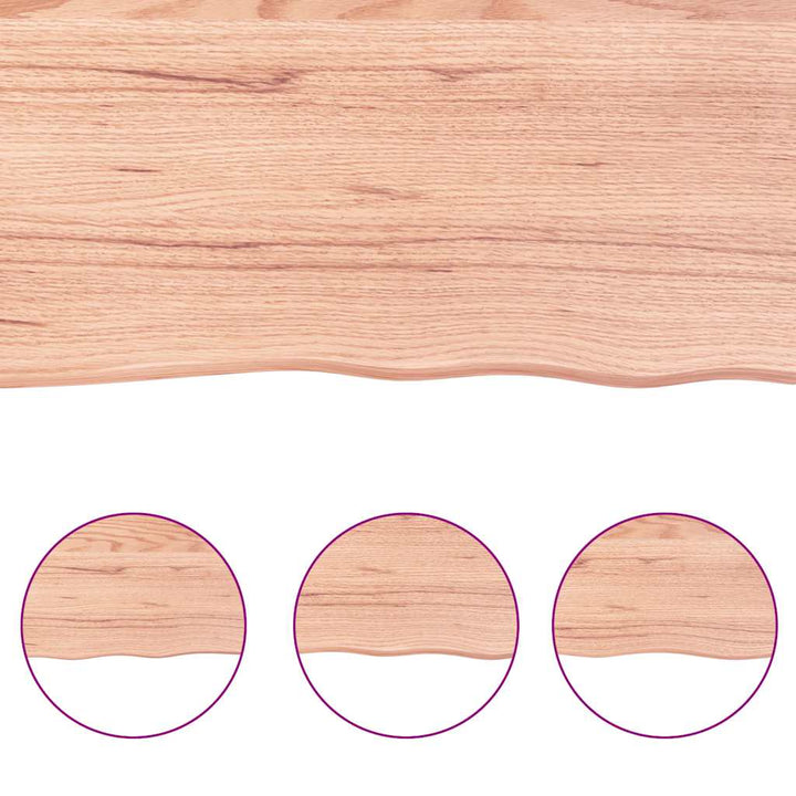 bordplade til badeværelse 120x40x(2-4) cm massivt træ lysebrun